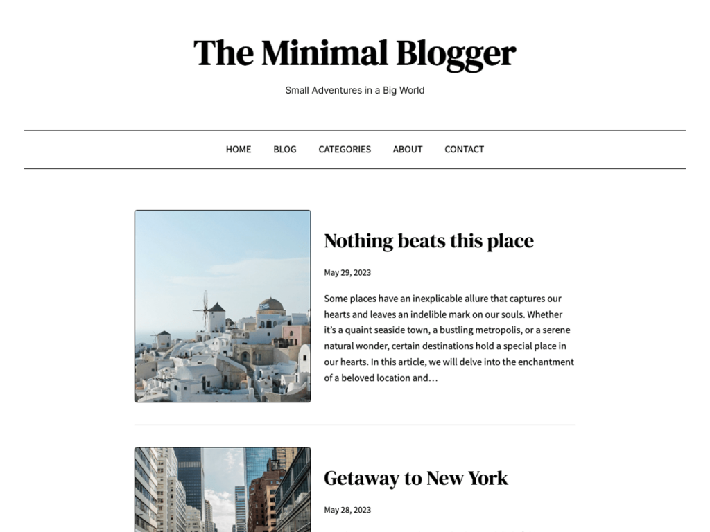 Image of the WordPress theme The Minimal Blogger